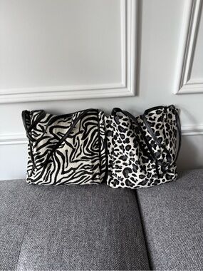 Animal Print Canvas Tote Bag bundle - Black & White